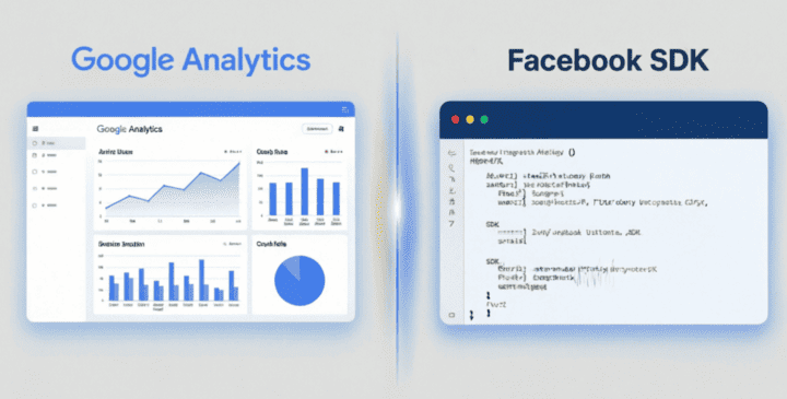 Perbandingan metrik analitik Facebook SDK dan Google Analytics untuk developer aplikasi dalam mengukur performa, retensi, dan konversi pengguna.