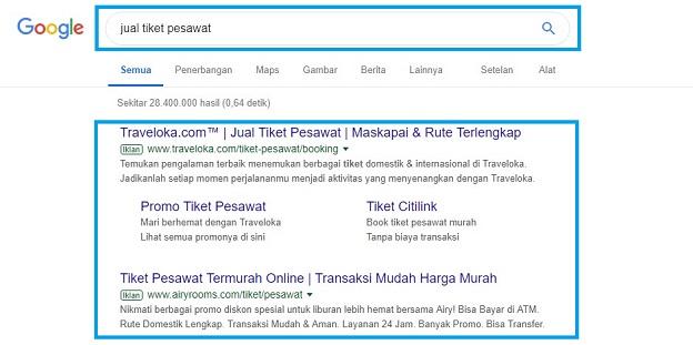Contoh google search network Google Ads Adwords